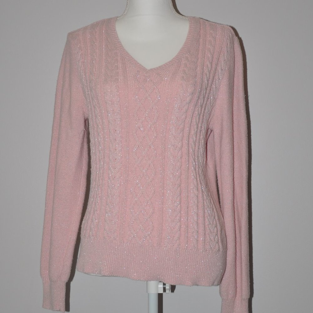 Pink Sparkle v neck sweater